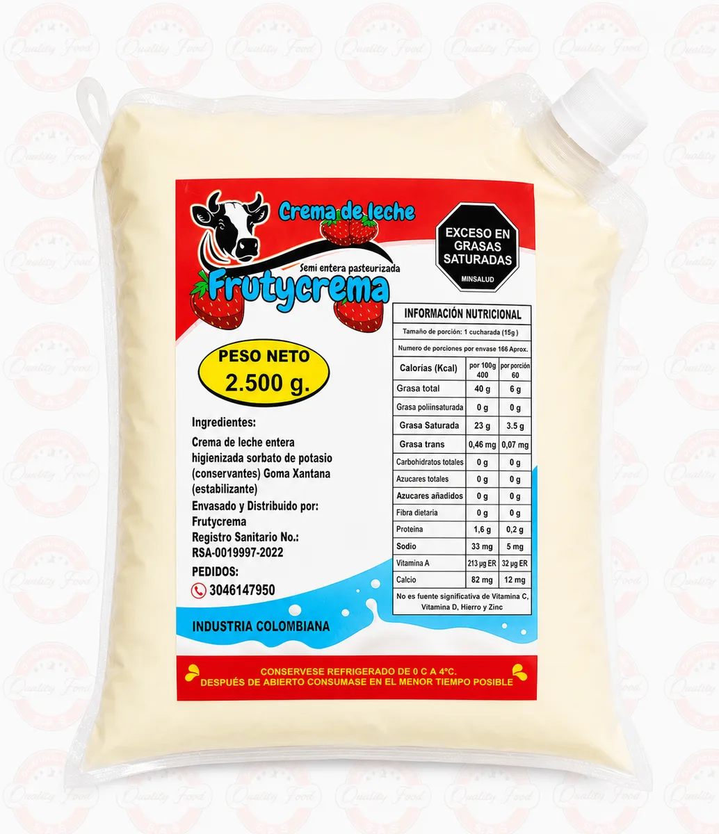 CREMA DE LECHE  FRUTY CREMA  X 2.500 GR