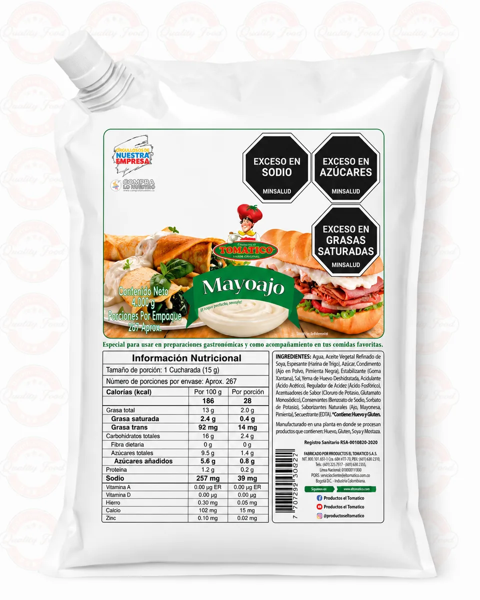 SALSA MAYO AJO X 4000 GR TOMATICO