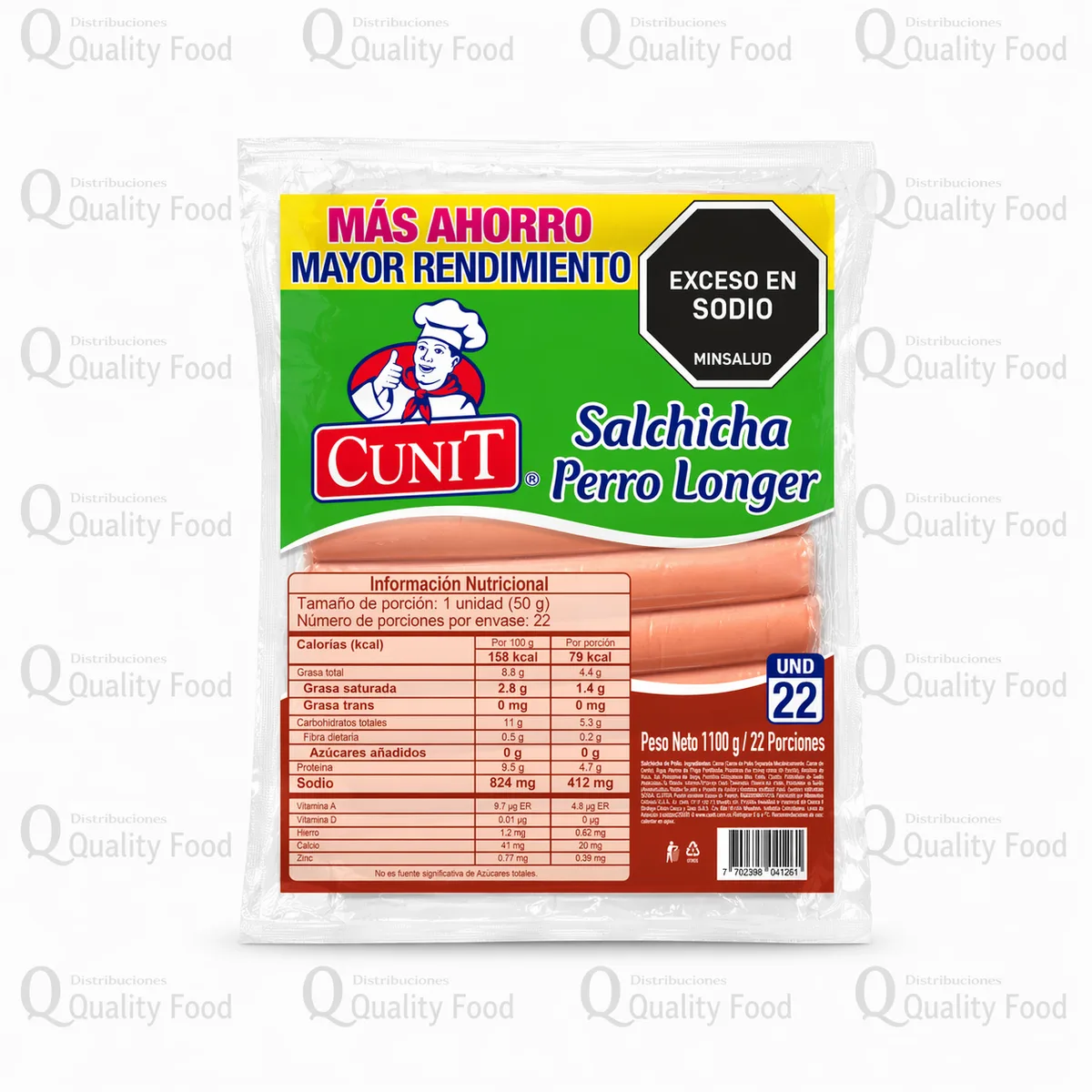 SALCHICHA LONGER (CUNIT) X 22 UNIDADES X 1350 GR