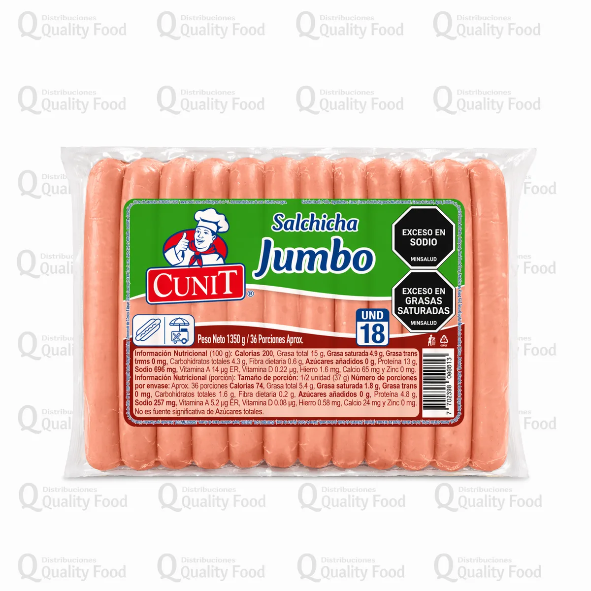 SALCHICHA JUMBO (CUNIT) X 18 UNIDADES X 1350 GR