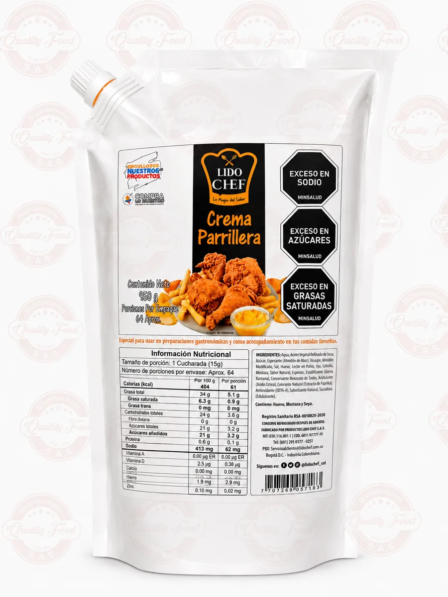 SALSA CREMA PARRILLERA X 950 GR  LIDO CHEF
