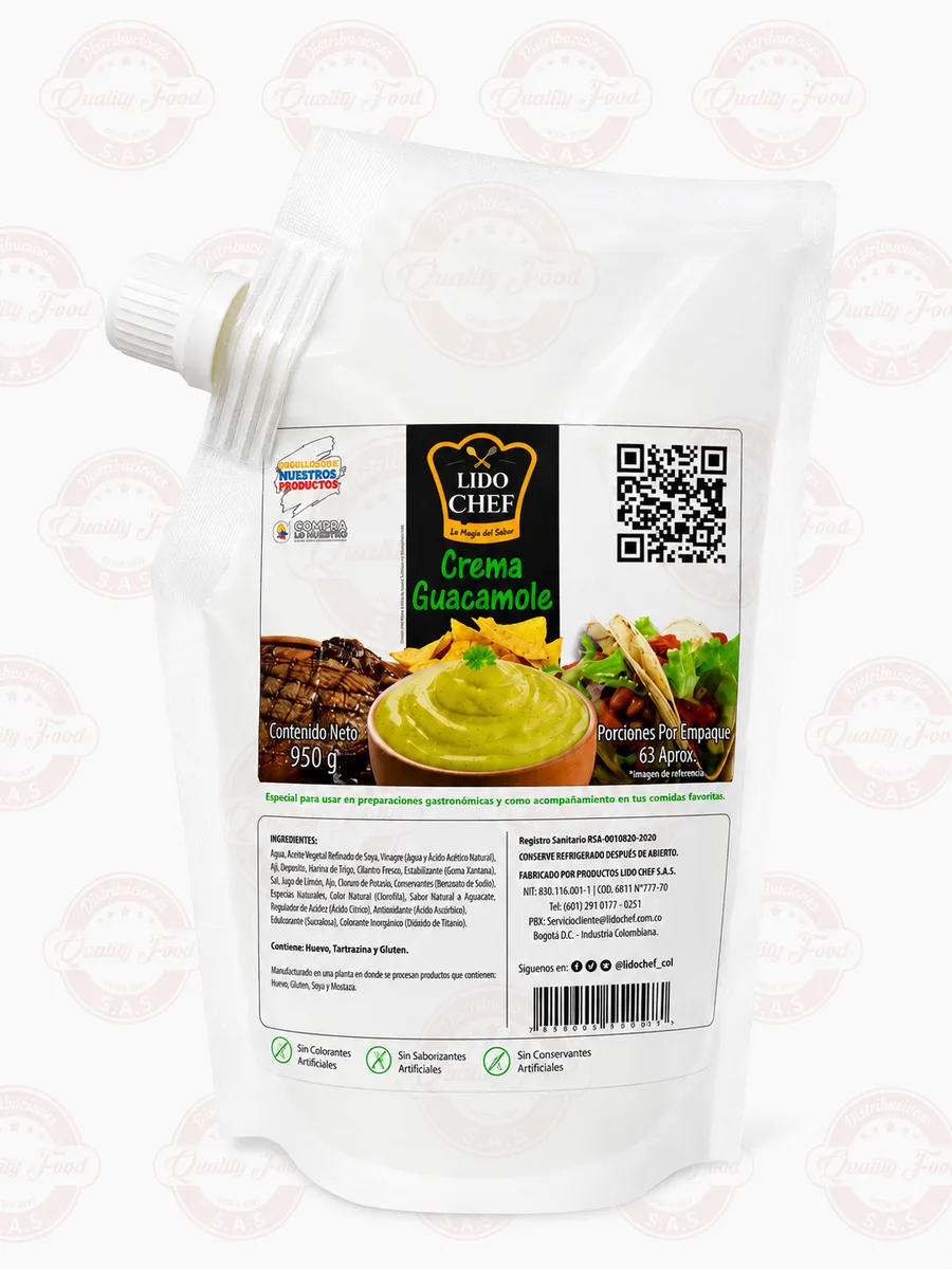 SALSA CREMA GUACAMOLE LIDO CHEF X 950 GR