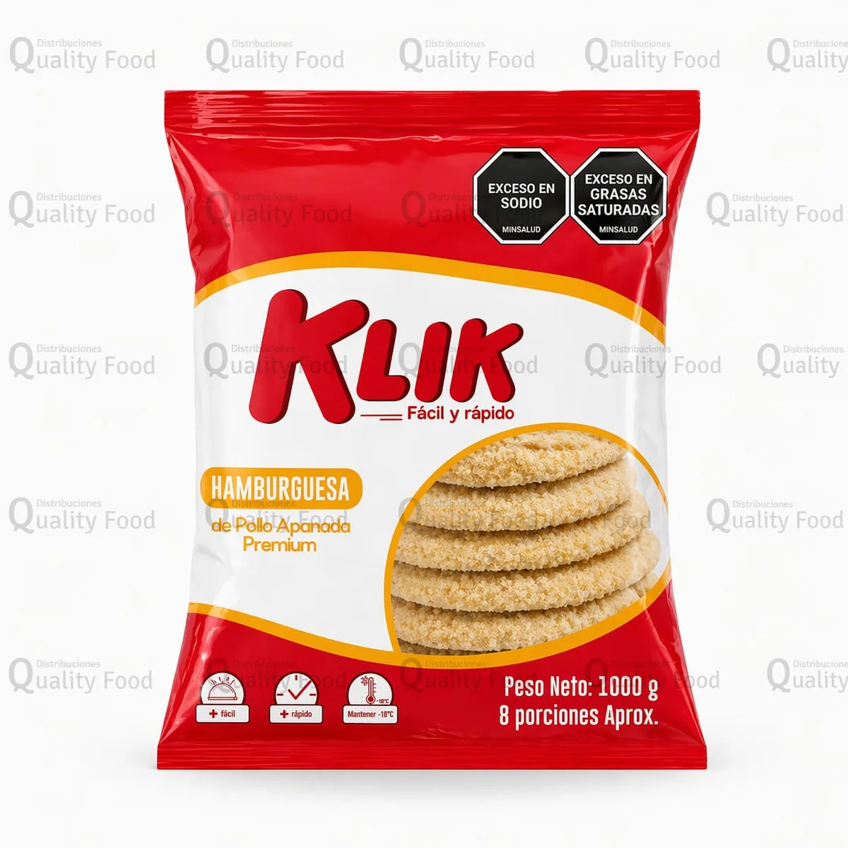 HAMBURGUESA APANADA DE POLLO X 8 UNIDADES X 125GR (PREMIUM)