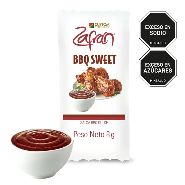 SALSA BBQ ZAFRAN SWEET SOBRE X 8 GR PAQUETE X 120 UNIDADES