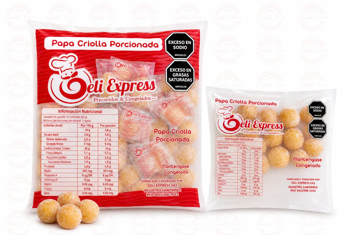 PAPA CRIOLLA DELI PORCIONADA X 150GR X (20 PORCIONES ) X 3 KILOS