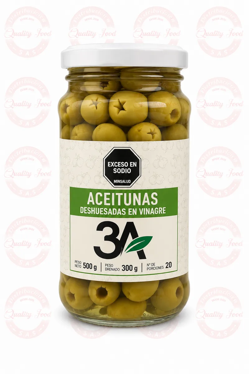 ACEITUNA DESHUESADA 3A X 500 GR FRASCO